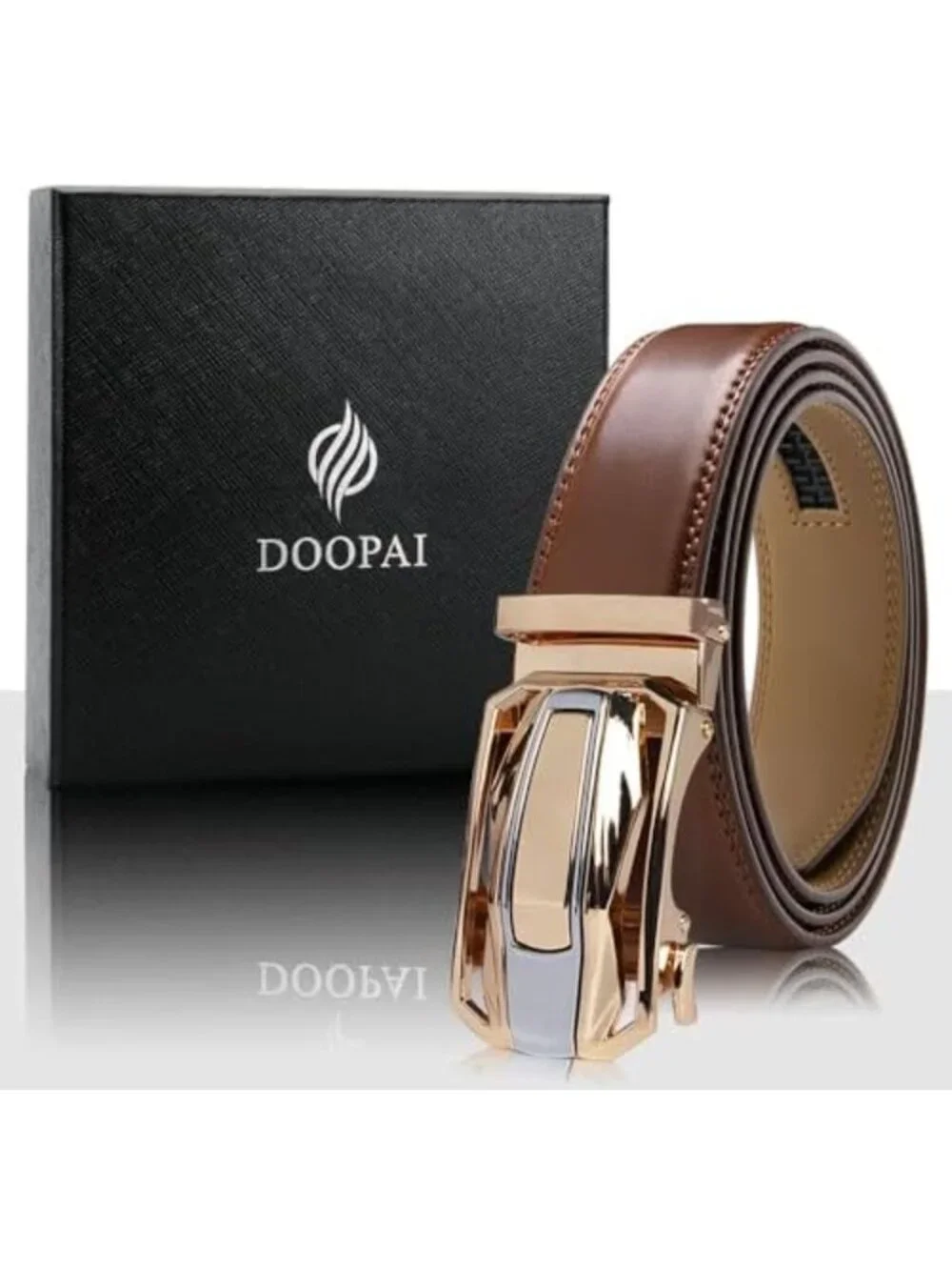 Adjustable Men's Leather Ratchet Belt Set - 2 Pack, Perfect for Dress & Casual
